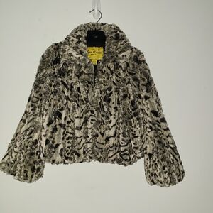 Piece of Cake Faux Fur Leopard Print Jacket Girl 10 NWOT